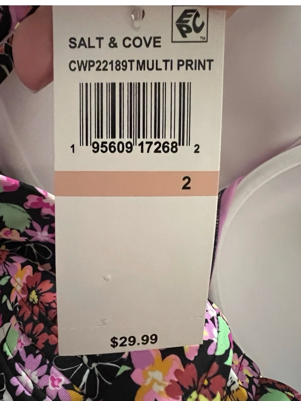 California Waves Salt + Cove Plus Ditsy-Print Bikini Top Size 2 (20/22) - Picture 6 of 7